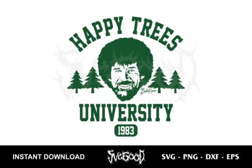 bob ross happy trees university 1983 svg