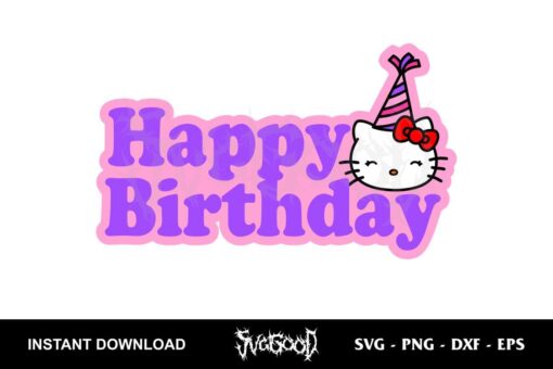 happy birthday hello kitty svg