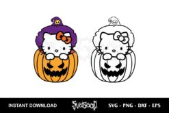 hello kitty with pumpkin svg