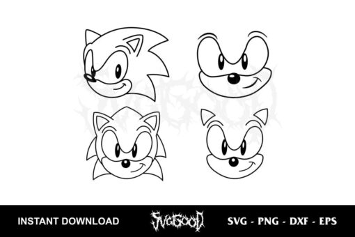 Sonic Face Head Outline SVG