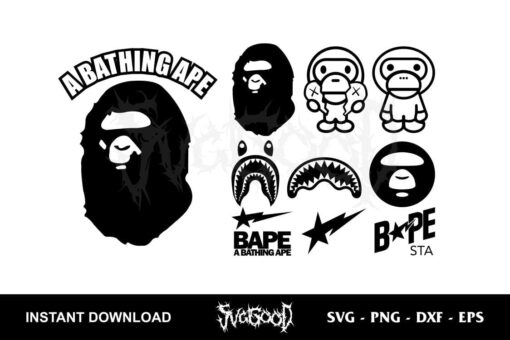 A Bathing Ape Bape Logo SVG Bundle