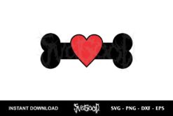 dog bone with heart svg free