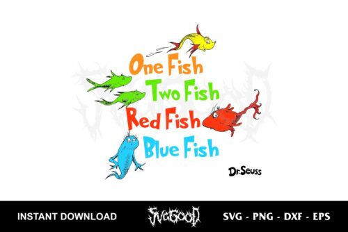 one fish two fish red fish blue fish svg dr seuss svg