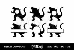 Godzilla Silhouette Monogram SVG
