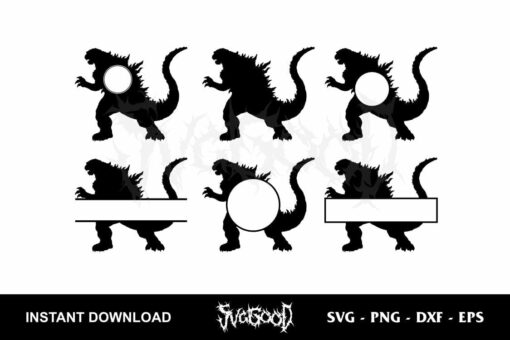 Godzilla Silhouette Monogram SVG