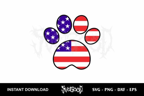 american flag paw print svg