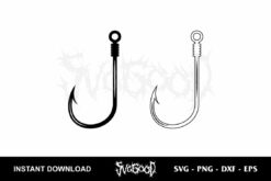 fishing hook svg cut file