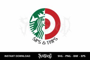 sips and trips starbucks svg