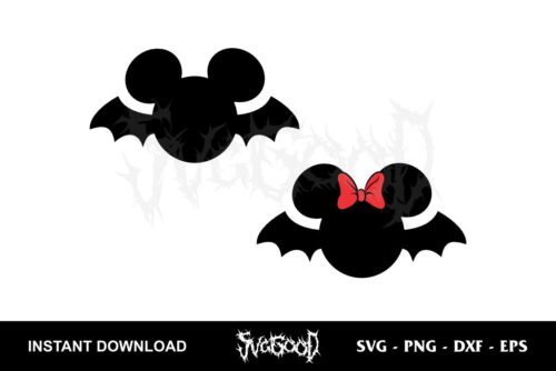 mickey minnie bat halloween svg