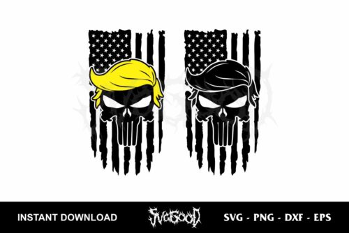 trump punisher skull american flag svg