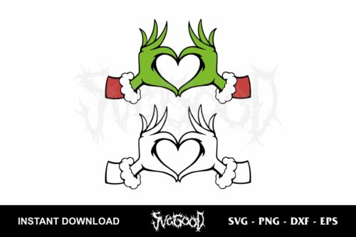 grinch hand heart svg cricut