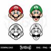 mario and luigi head svg cricut