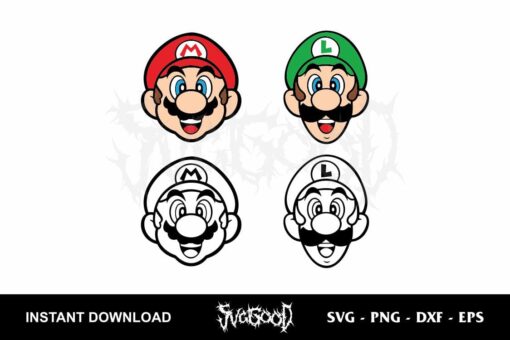 Mario And Luigi Head SVG Cricut