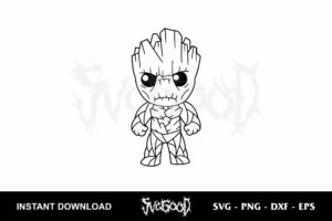 baby groot angry outline svg