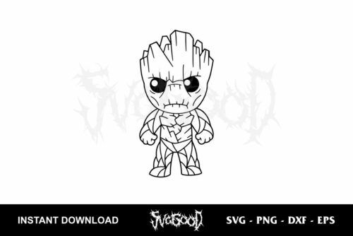 baby groot angry outline svg