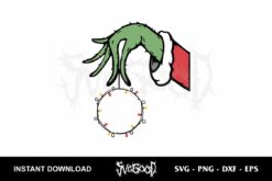 grinch hand christmas light svg