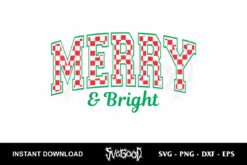 merry and bright checkered svg