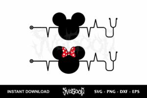 mickey minnie nurse heartbeat svg cricut