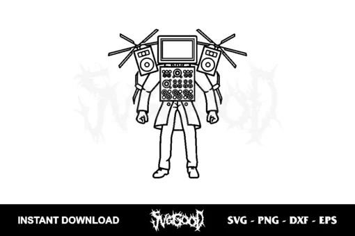 TV Man Outline Skibidi Toilet SVG