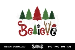 believe christmas tree svg cricut