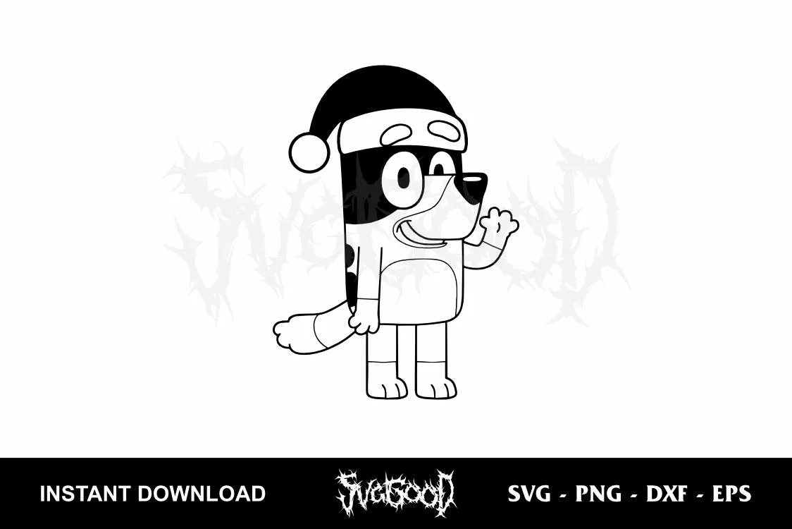 Bluey Christmas Outline SVG 1 Bluey Christmas Outline SVG