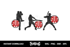 Baseball Player Monogram SVG