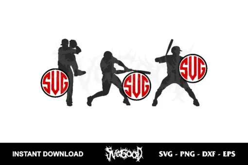 Baseball Player Monogram SVG