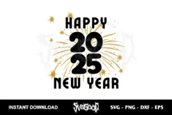 happy new year 2025 svg free