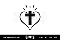 cross heart svg cut file