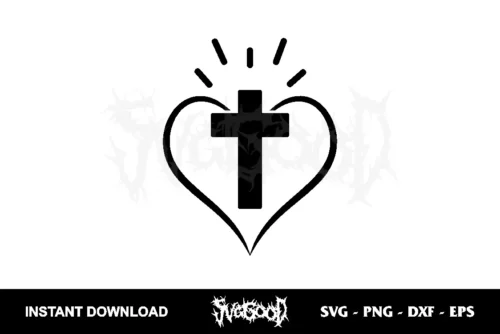 cross heart svg cut file