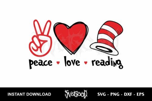 peace love reading dr seuss svg cricut