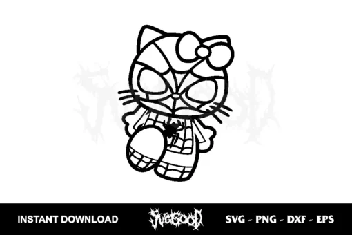 Hello Kitty Spiderman Outline SVG Cricut