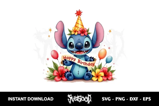 Stitch Happy Birthday PNG Clipart