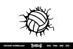 cracked glass volleyball svg