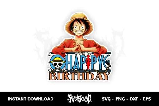 One Piece Birthday Cake Topper Printable PNG
