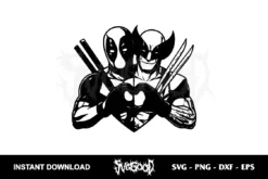 deadpool and wolverine heart hand svg cricut