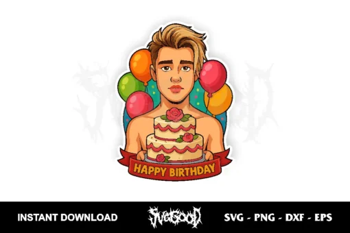 Justin Beiber Cartoon Cake Topper PNG Printable