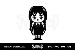 Chibi Wednesday Addams SVG