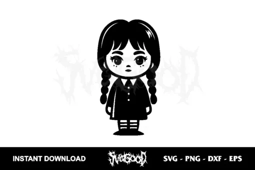 Chibi Wednesday Addams SVG