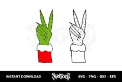 Grinch Hand Peace Sign SVG Cricut