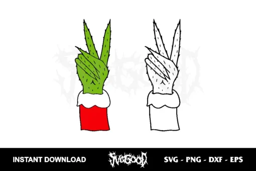 Grinch Hand Peace Sign SVG Cricut