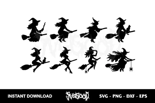halloween witch silhouette svg bundle
