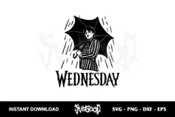 wednesday addams with umbrella svg cricut