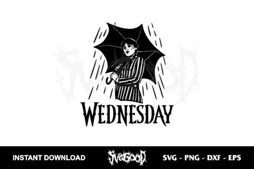 wednesday addams with umbrella svg cricut