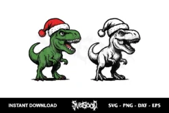 Dinosaur Wearing Santa Hat SVG Cricut