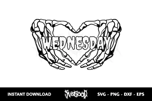 wednesday skeleton heart hand svg cricut