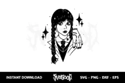 wednesday with thing hand svg cricut