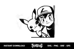 Peeking Ash Pikachu svg cricut
