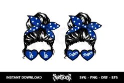 messy bun la dodgers svg cricut