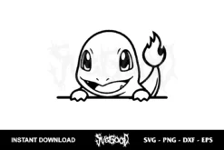 Pokemon charmander peeking svg cricut
